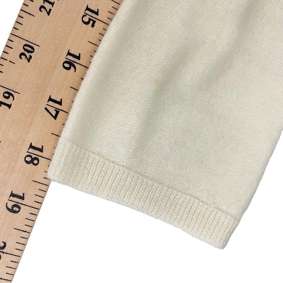 Women's Off White Sweater XL Vintage Blair Boutique Cottagecore Ruffle V- Neck - Picture 9 of 9